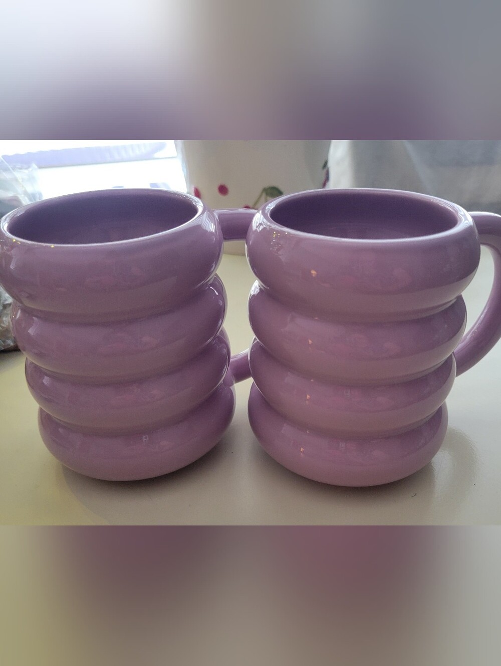 Room Essentials Lilac Ribbed Ceramic Mug - Home Dining NIB